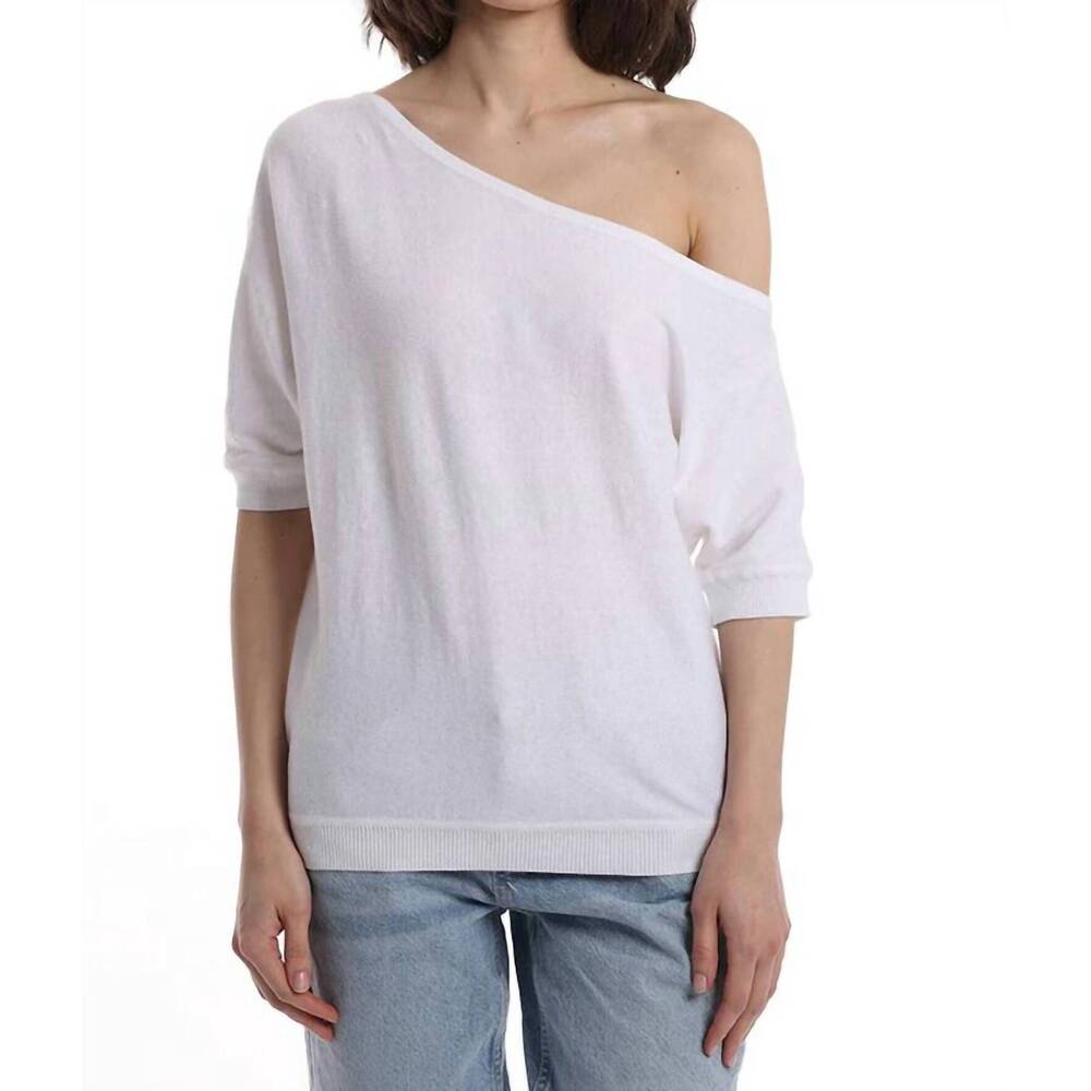 NEW MINNIE ROSE cotton cashmere short sleeve off-the-shoulder top in roseate